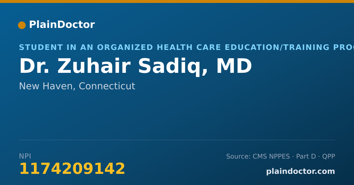 Shareable card for Zuhair Sadiq, MD - Student in an Organized Health Care Education/Training Program, New Haven, CT