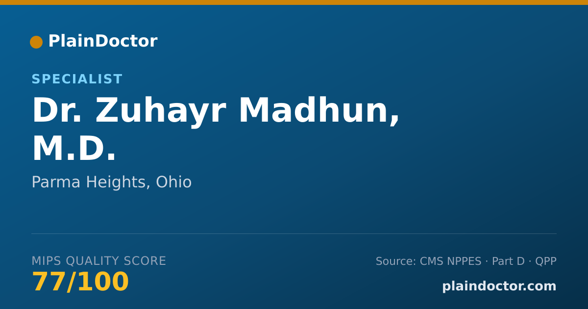 Shareable card for Zuhayr Madhun, M.D. - Specialist, Parma Heights, OH