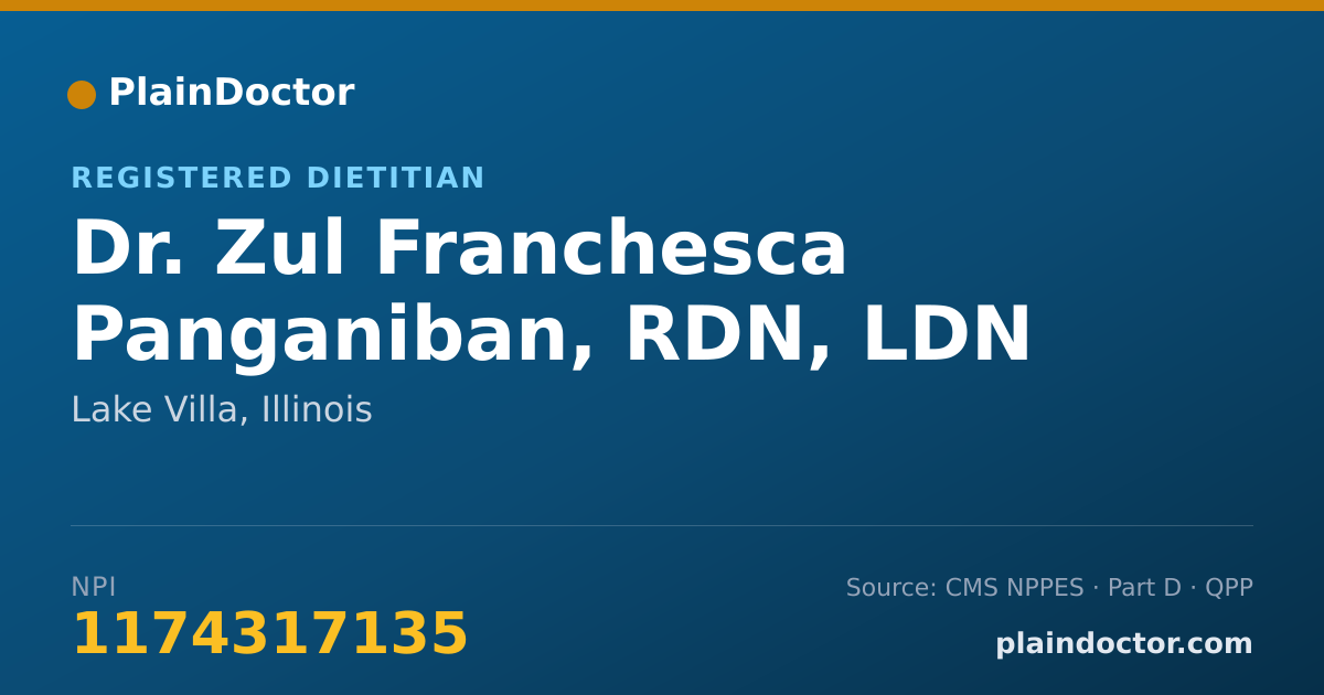 Shareable card for Zul Franchesca Panganiban, RDN, LDN - Registered Dietitian, Lake Villa, IL