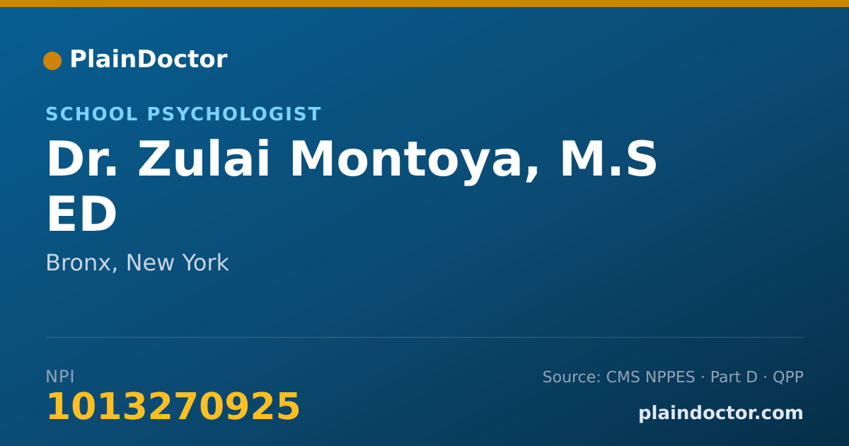 Shareable card for Zulai Montoya, M.S ED - School Psychologist, Bronx, NY