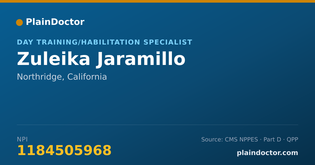 Shareable card for Zuleika Jaramillo - Day Training/Habilitation Specialist, Northridge, CA