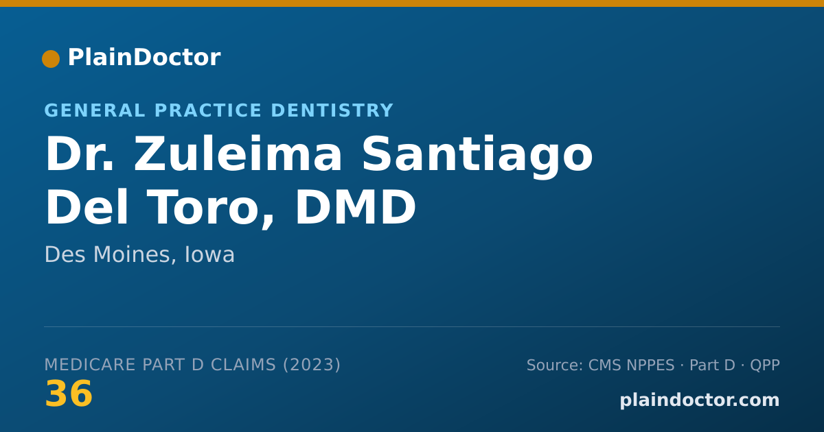 Shareable card for Zuleima Santiago Del Toro, DMD - General Practice Dentistry, Des Moines, IA