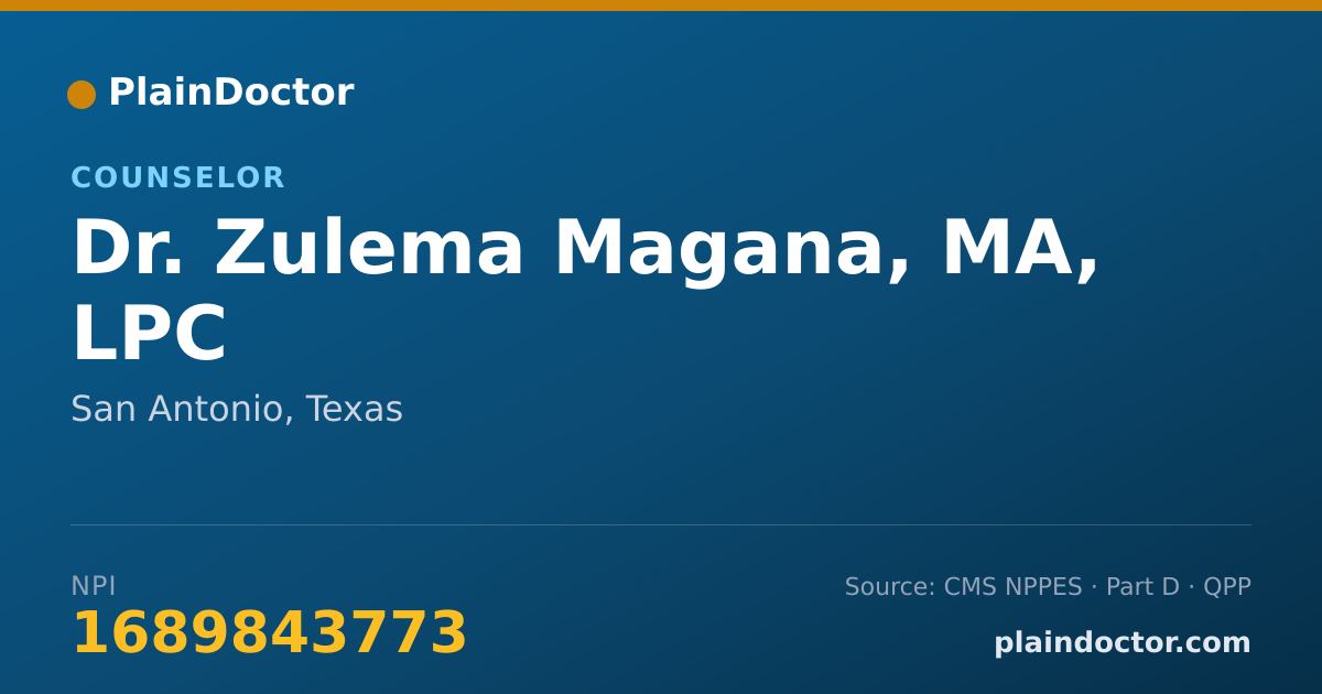 Shareable card for Zulema Magana, MA, LPC - Counselor, San Antonio, TX