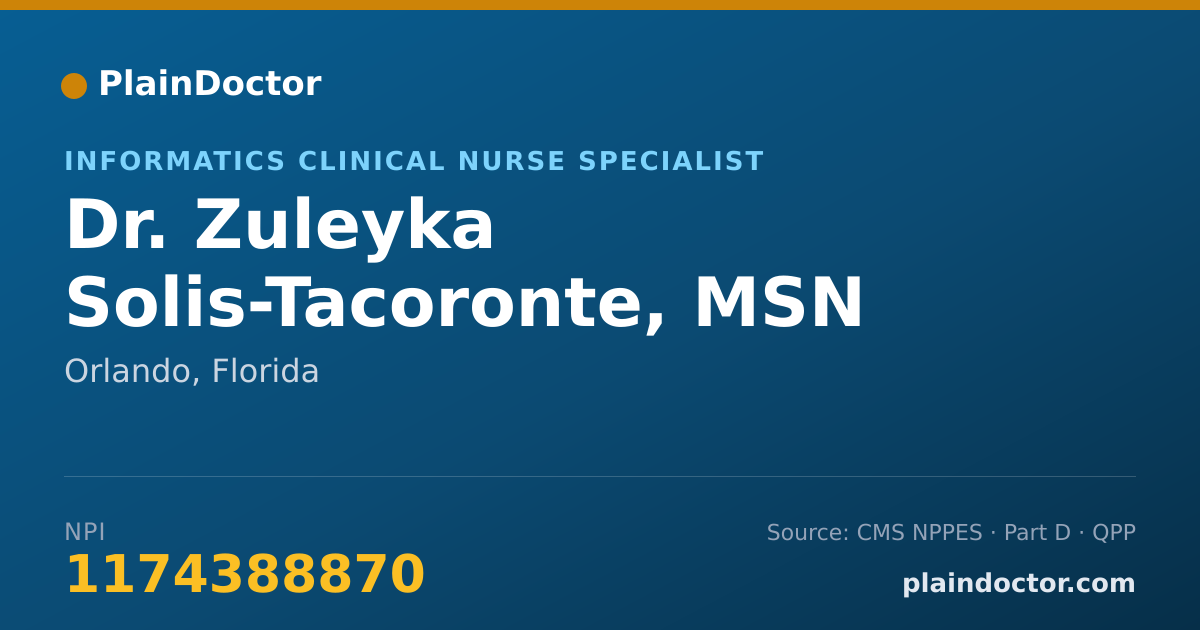 Shareable card for Zuleyka Solis-Tacoronte, MSN RN - Informatics Clinical Nurse Specialist, Orlando, FL