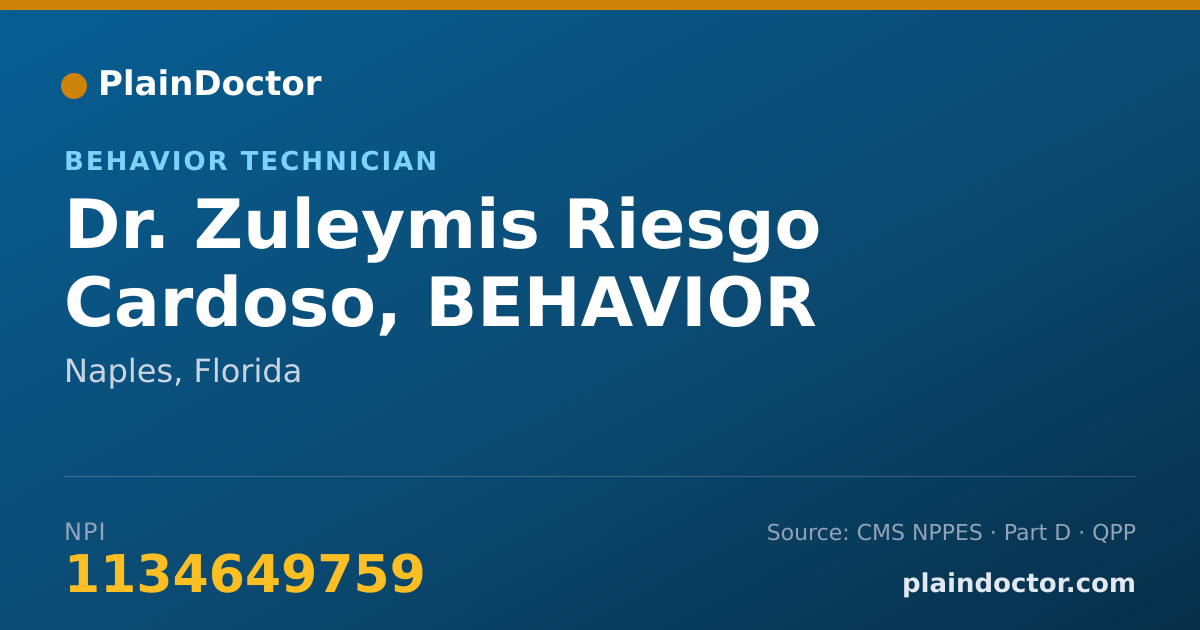 Shareable card for Zuleymis Riesgo Cardoso, BEHAVIOR ASSISTANT - Behavior Technician, Naples, FL