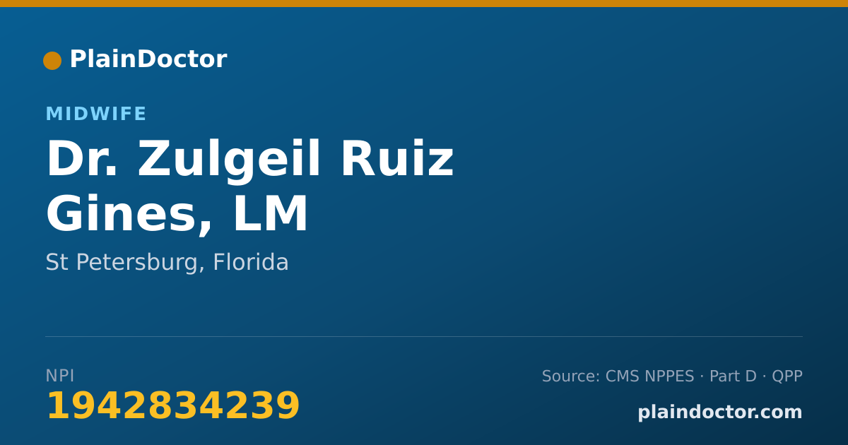Shareable card for Zulgeil Ruiz Gines, LM - Midwife, St Petersburg, FL