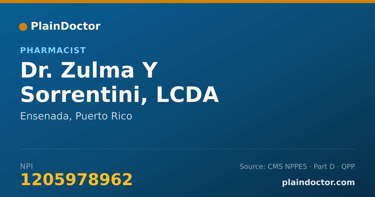 Shareable card for Zulma Y Sorrentini, LCDA - Pharmacist, Ensenada, PR