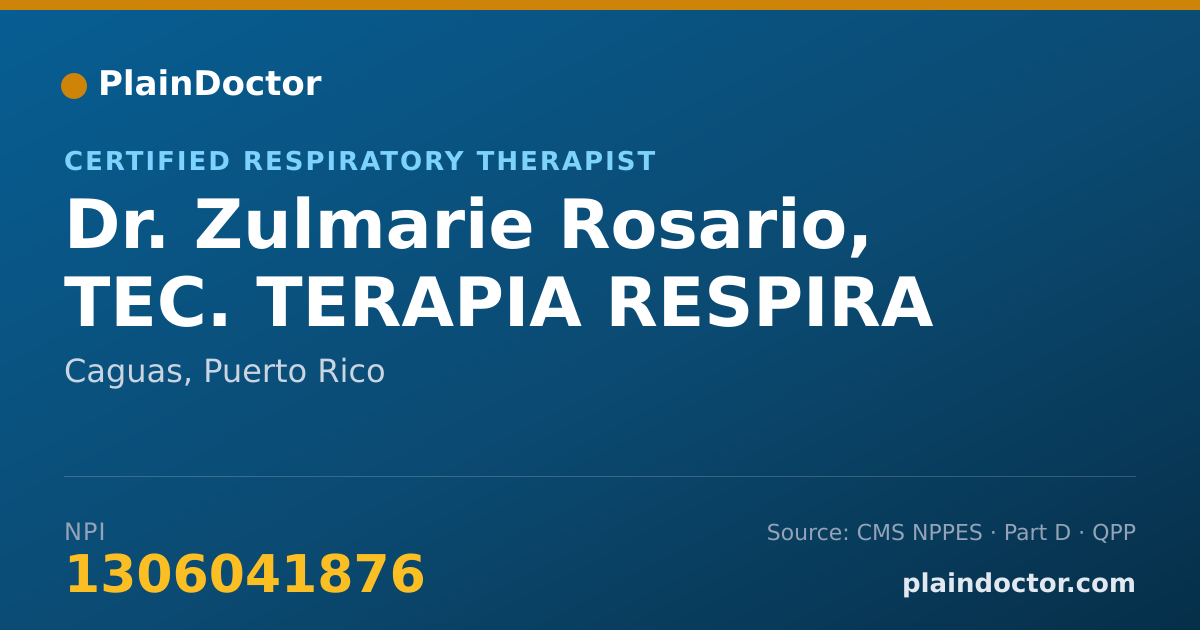 Shareable card for Zulmarie Rosario, TEC. TERAPIA RESPIRA - Certified Respiratory Therapist, Caguas, PR