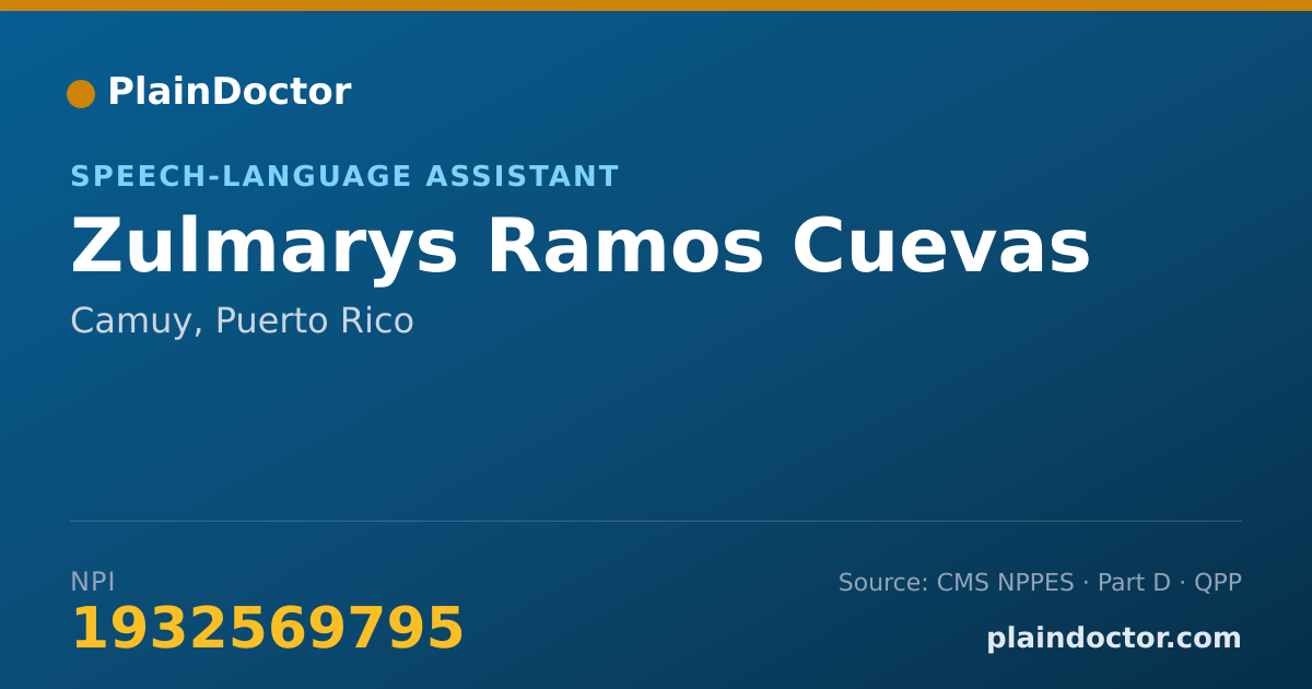 Shareable card for Zulmarys Ramos Cuevas - Speech-Language Assistant, Camuy, PR