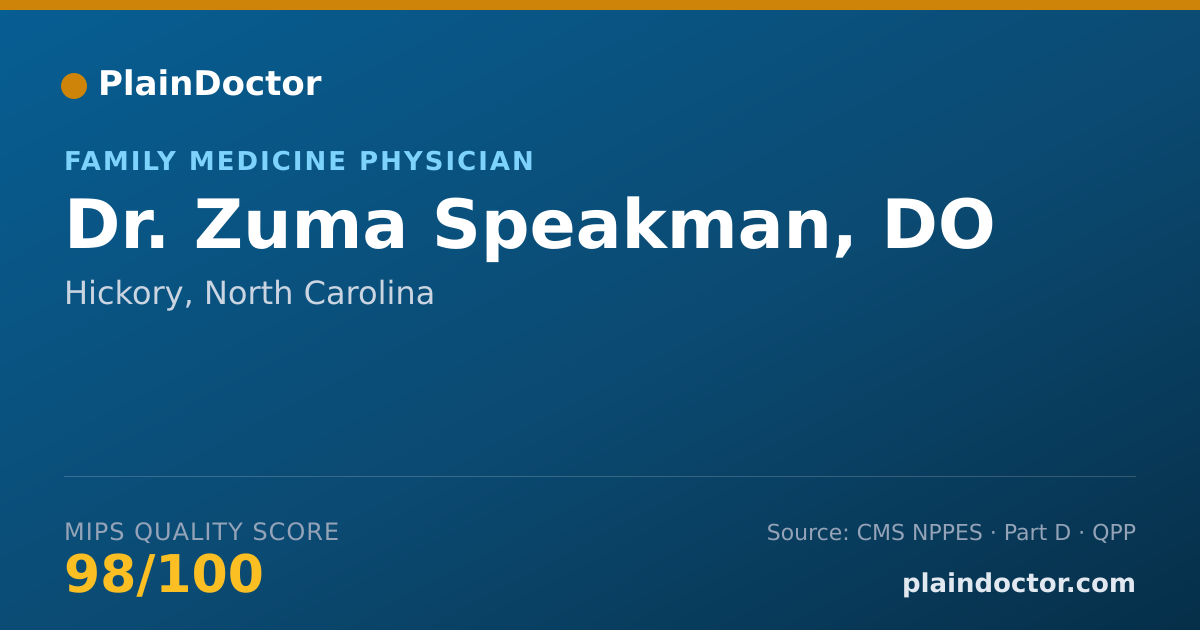 Shareable card for Zuma Speakman, DO - Family Medicine Physician, Hickory, NC