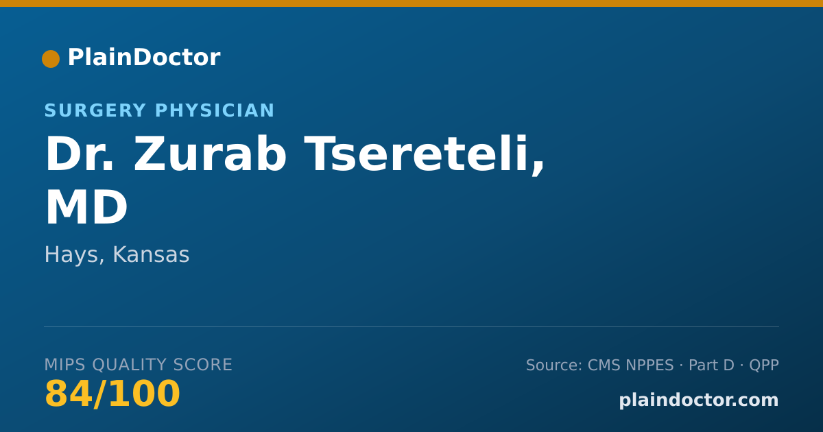 Shareable card for Zurab Tsereteli, MD - Surgery Physician, Hays, KS
