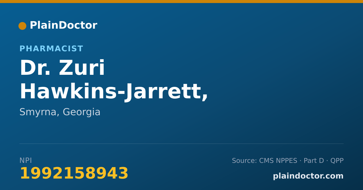Shareable card for Zuri Hawkins-Jarrett, PHARMD - Pharmacist, Smyrna, GA