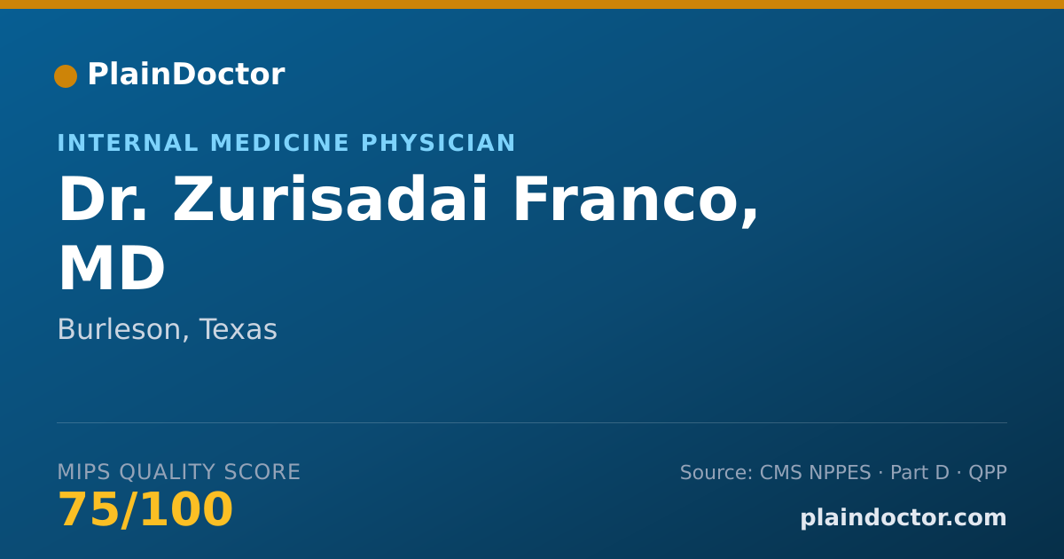 Shareable card for Zurisadai Franco, MD - Internal Medicine Physician, Burleson, TX