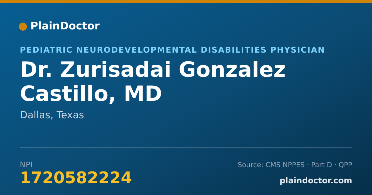 Shareable card for Zurisadai Gonzalez Castillo, MD - Pediatric Neurodevelopmental Disabilities Physician, Dallas, TX