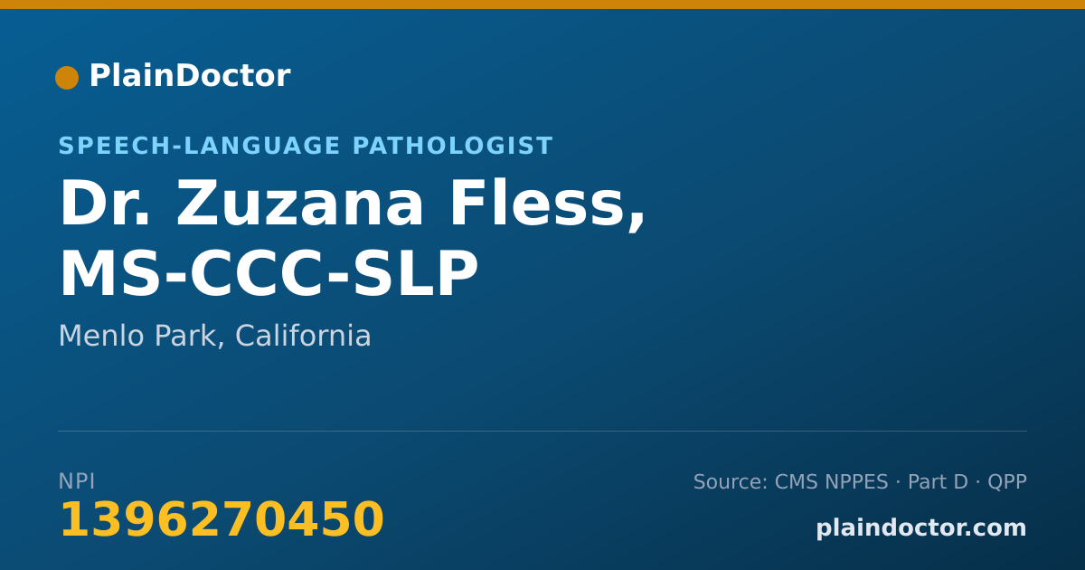Shareable card for Zuzana Fless, MS-CCC-SLP - Speech-Language Pathologist, Menlo Park, CA
