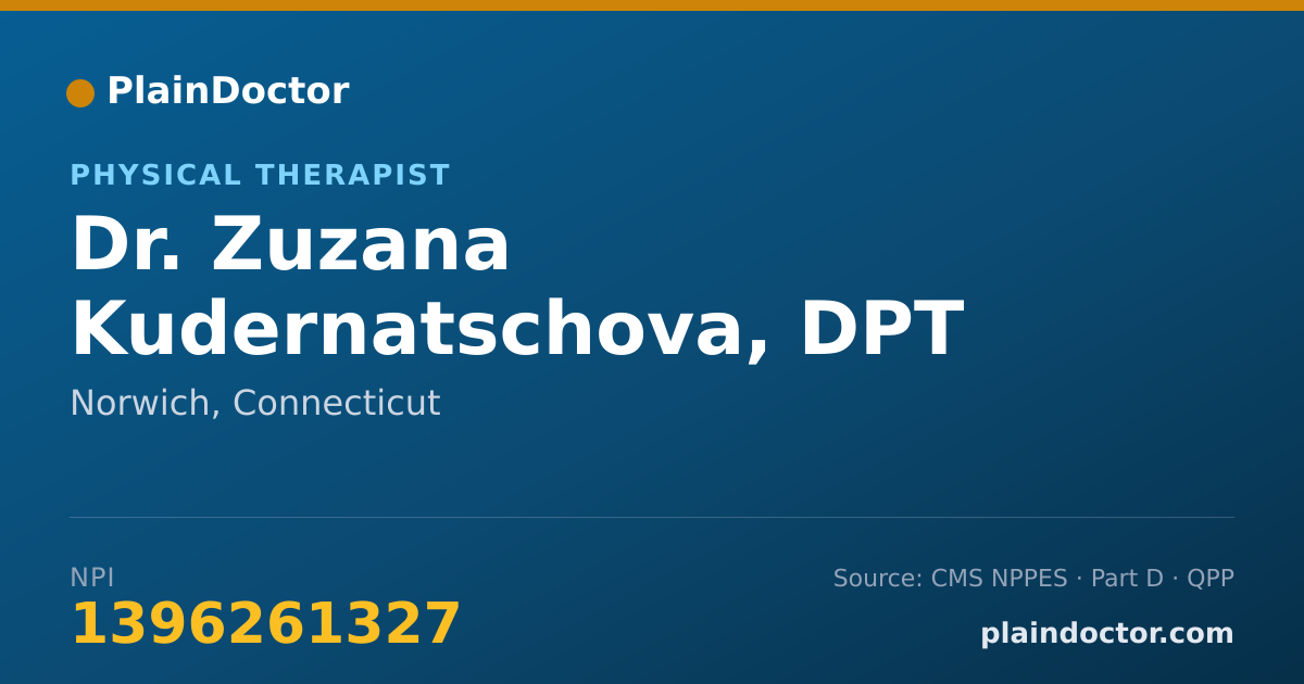 Shareable card for Zuzana Kudernatschova, DPT - Physical Therapist, Norwich, CT