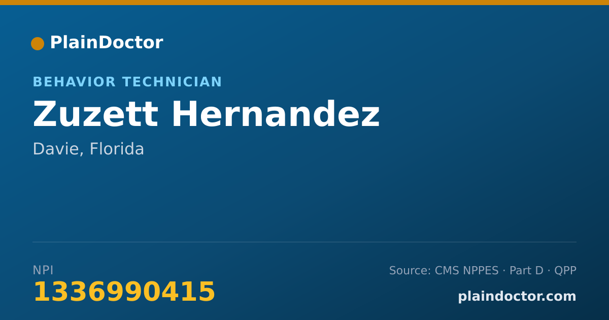 Shareable card for Zuzett Hernandez - Behavior Technician, Davie, FL
