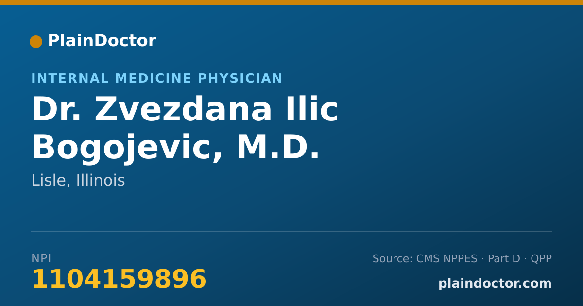 Shareable card for Zvezdana Ilic Bogojevic, M.D. - Internal Medicine Physician, Lisle, IL