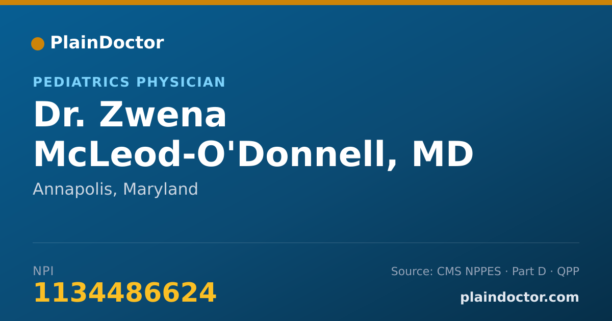 Shareable card for Zwena McLeod-O'Donnell, MD - Pediatrics Physician, Annapolis, MD