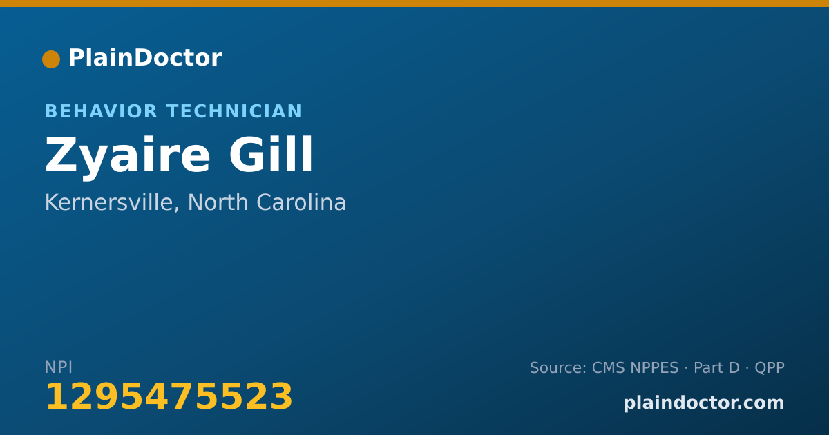 Shareable card for Zyaire Gill - Behavior Technician, Kernersville, NC